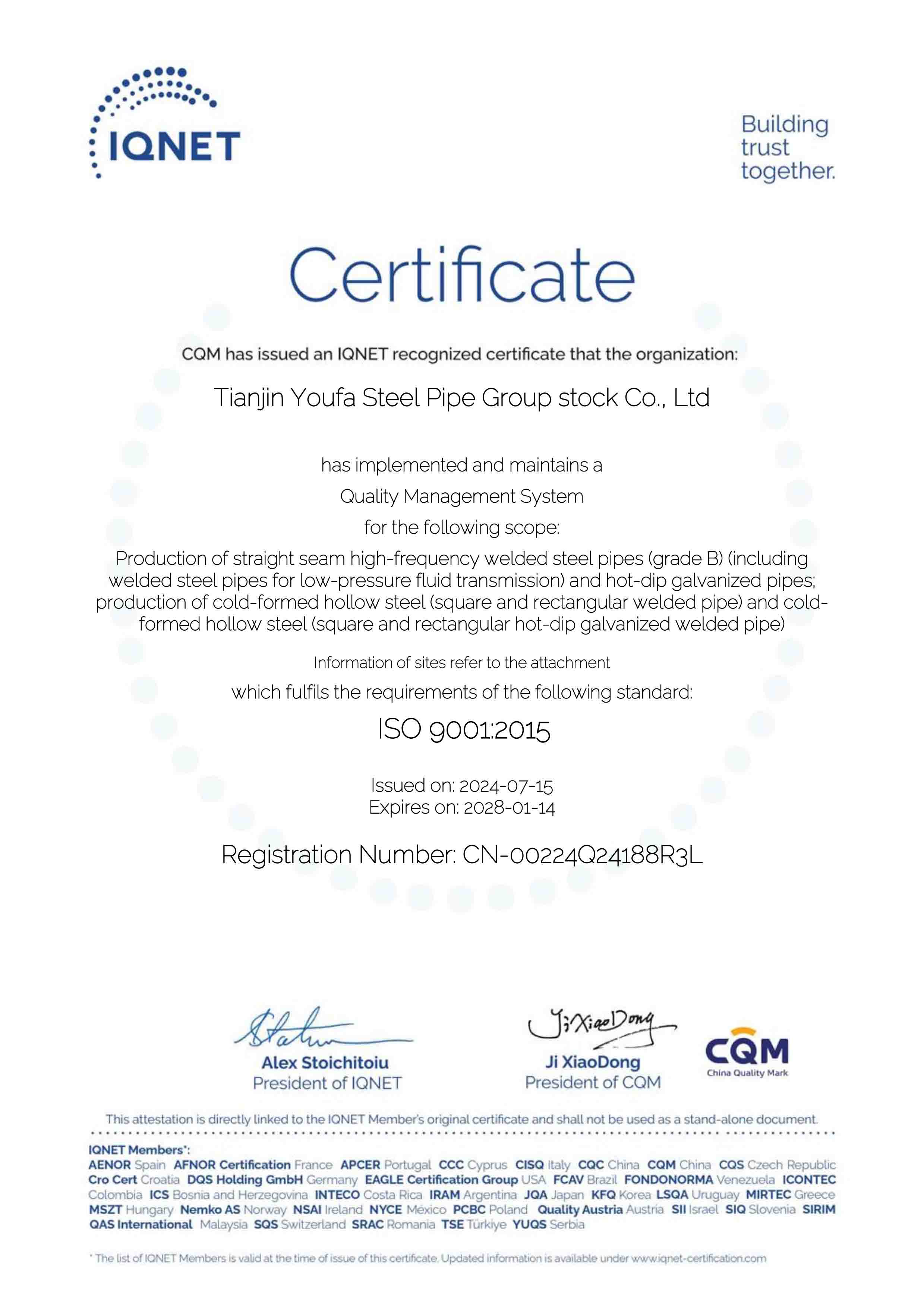 youfa group ISO 9001
