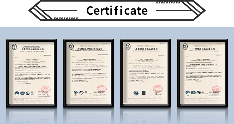 stainless pipe certificates